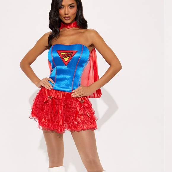 Fashion Nova Vibrant Blue and Red Superhero Costume - Picture 3 of 3